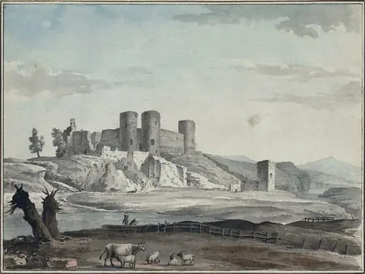 Rhuddlan Castle from the Bridge, by Grimm