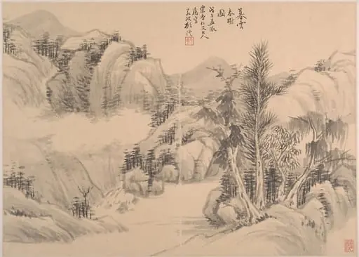 清 顧澐 冊頁|Clouds and Spring Trees at Dusk, by Gu Yun
