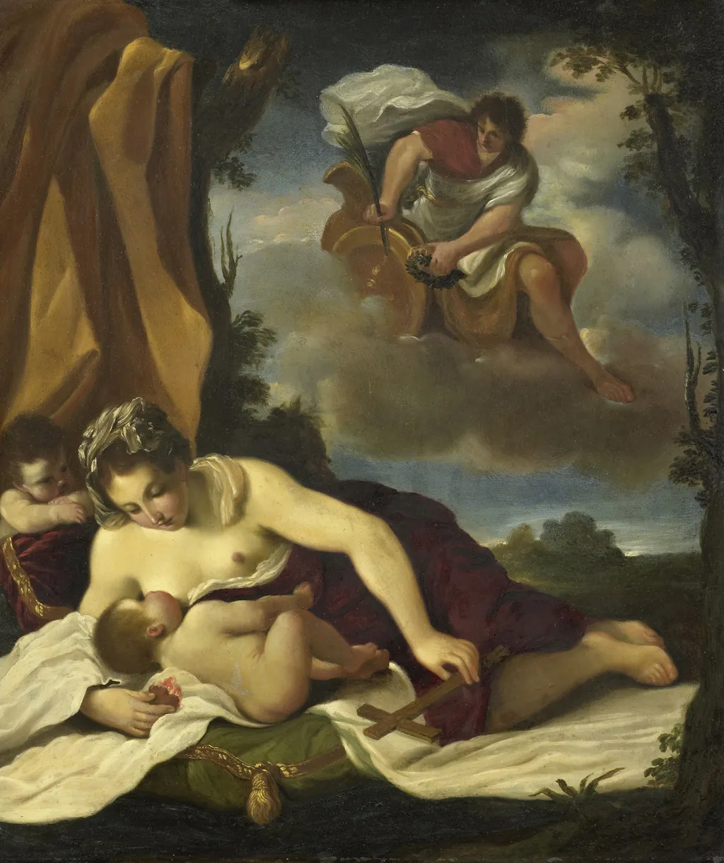 Caritas, by Guercino, oil, 1500