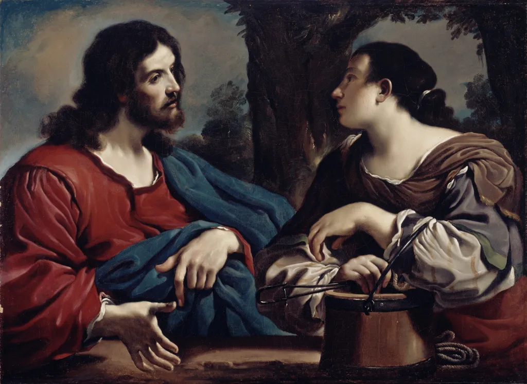Christ and the Woman of Samaria, by Guercino, oil, 1620