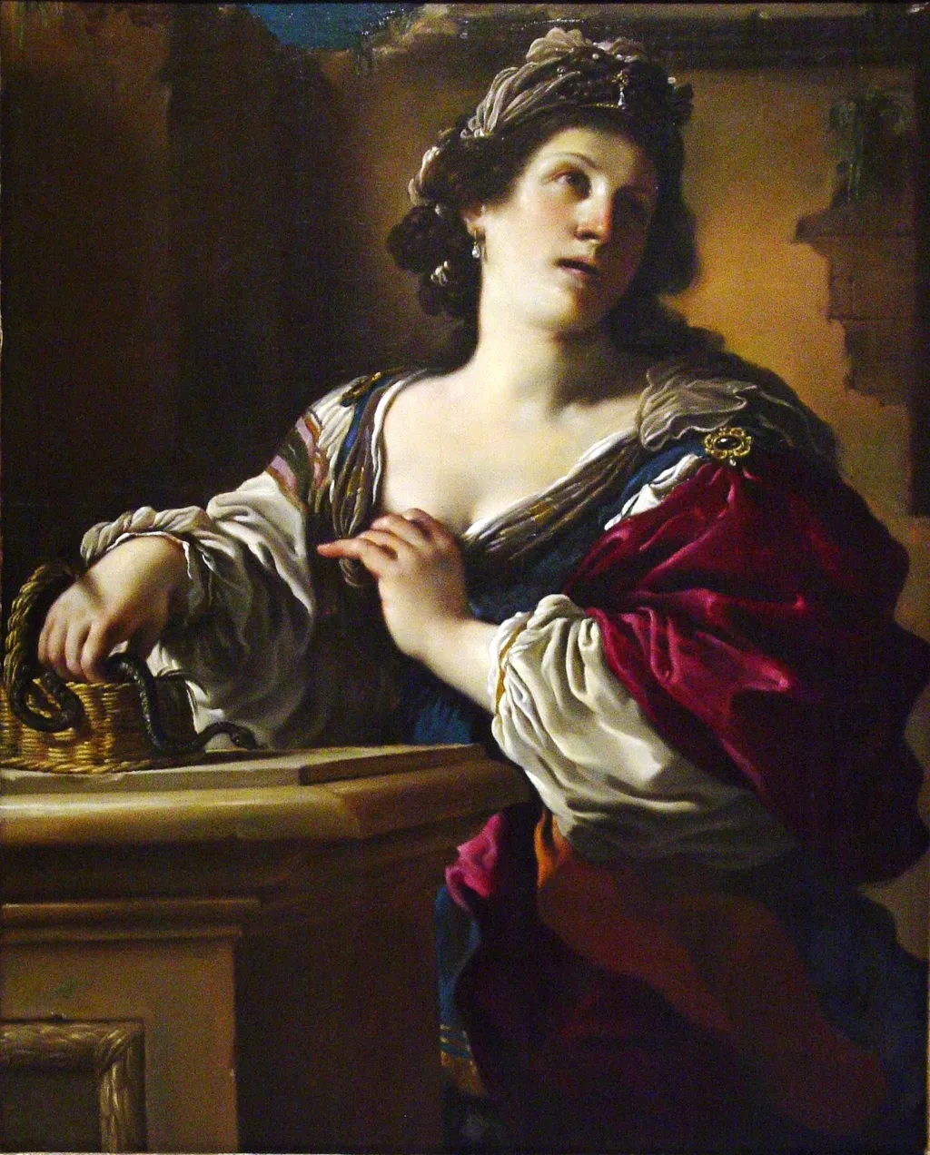 Cleopatra, by Guercino, oil, 1621