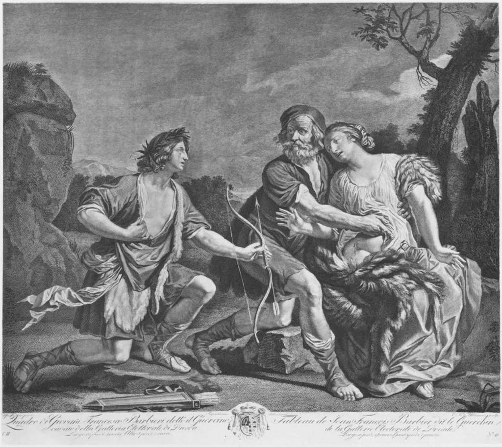 Dorinda, Silvio and Linco, by Guercino, oil, 1647