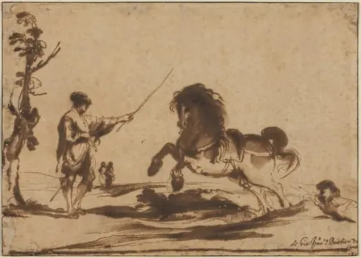 Landscape with the Taming of a Horse, by Guercino