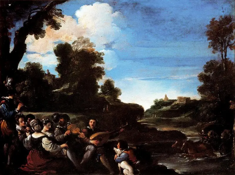 Music in a Landscape, by Guercino