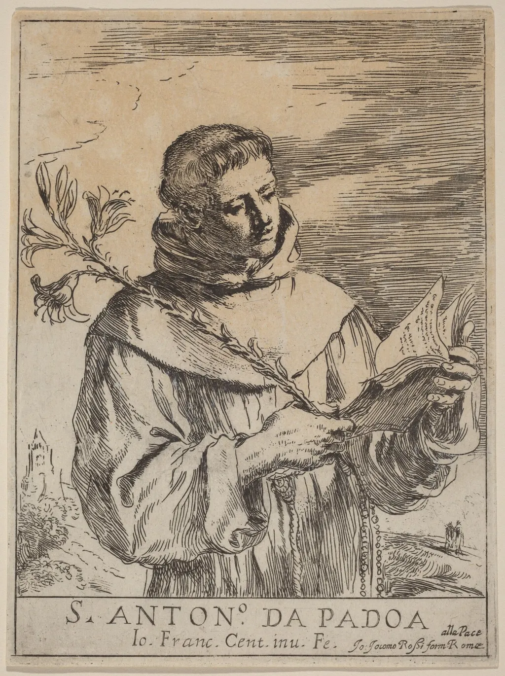 Saint Anthony of Padua, by Guercino, ink, 1634
