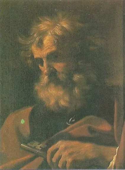 Saint Peter, by Guercino, oil, 1623