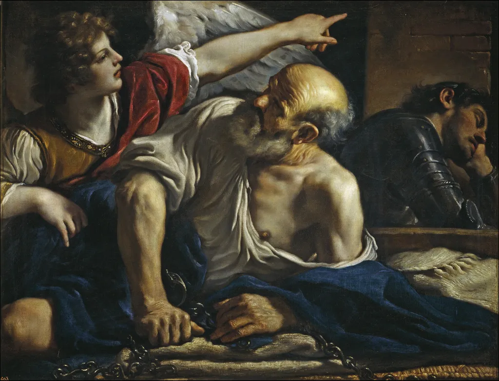 Saint Peter freed by an Angel, by Guercino, oil, 1622