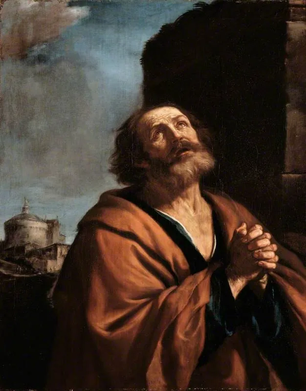 Saint Peter Penitent, by Guercino, oil, 1639