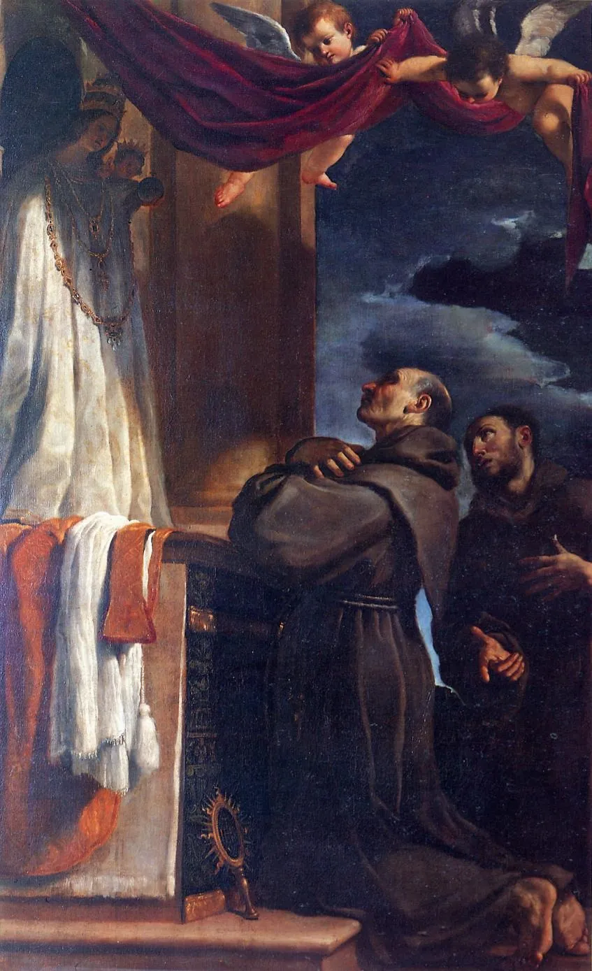 ''San Bernardino da Siena prega la Madonna di Loreto'', by Guercino, oil, 1618