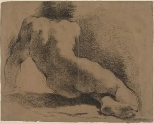 Seated Nude Boy Seen from the Back, by Guercino