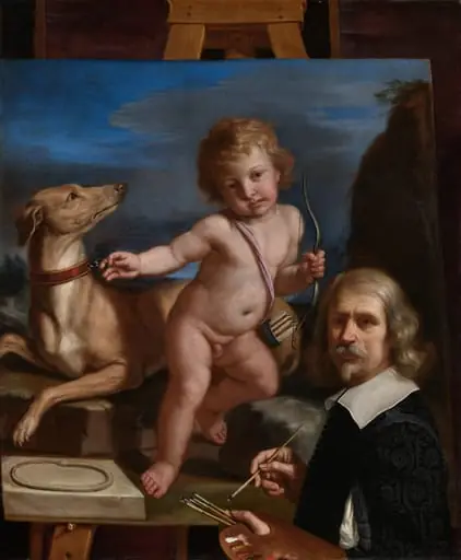 Self-Portrait before a Painting of "Amor Fedele", by Guercino