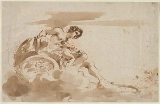 Venus and Cupid in a Chariot, by Guercino