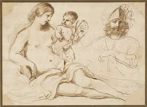 Venus, Cupid, and Mars, by Guercino