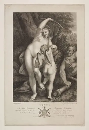 Venus disarming Love, by Guglielmo Morghen