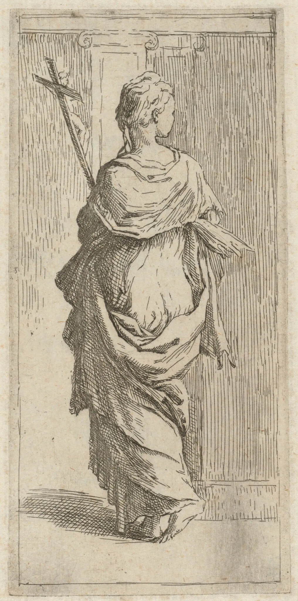 A Girl with a Crucifix, by Guido Reni, ink, 1598