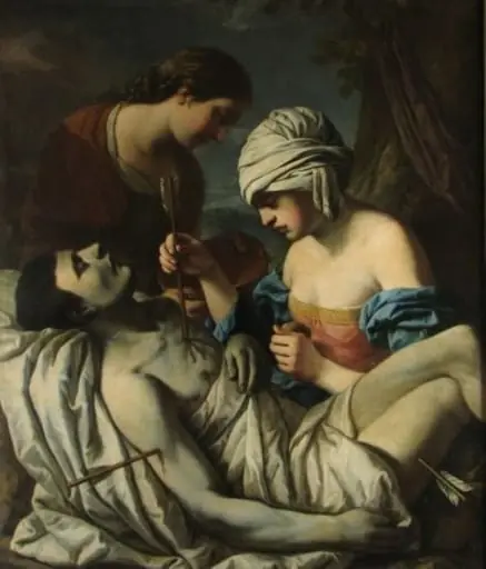 Sfântul Sebastian îngrijit de femei milostive, by Guido Reni