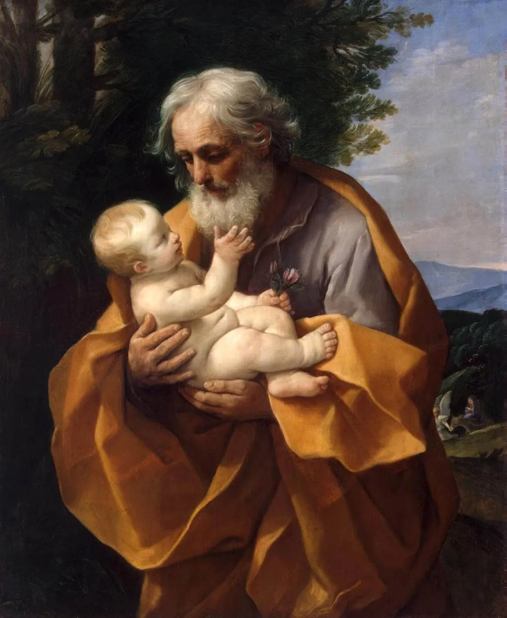 St Joseph with Infant Christ in his Arms, by Guido Reni, oil, 1620