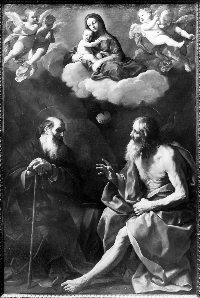 The hermits Paul and Antonius in the desert, by Guido Reni