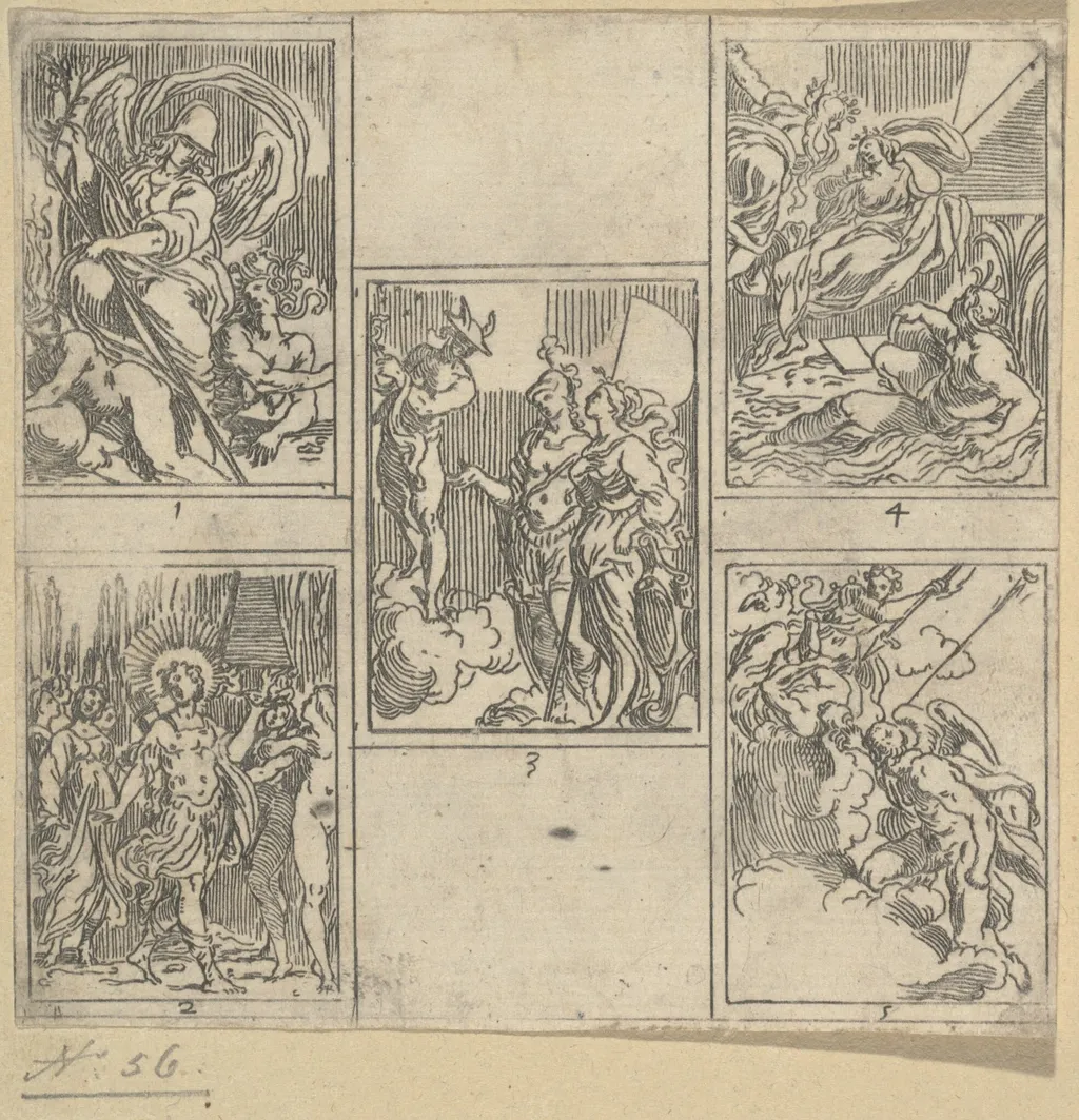 The Obsequies of Agostino Carracci: Second Plate, by Guido Reni, ink, 1603