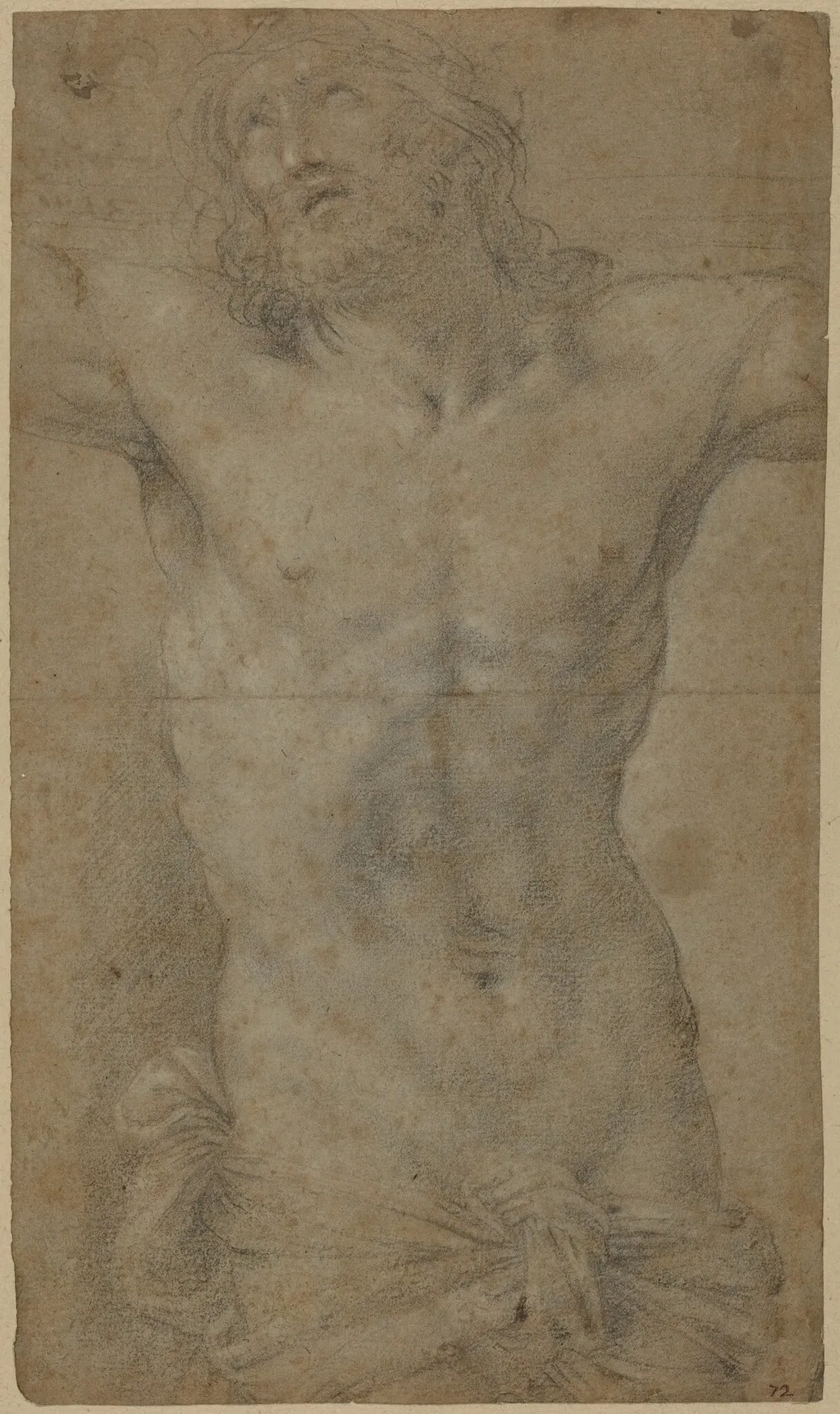 Torso of Christ on the Cross, by Guido Reni, chalk, 1616