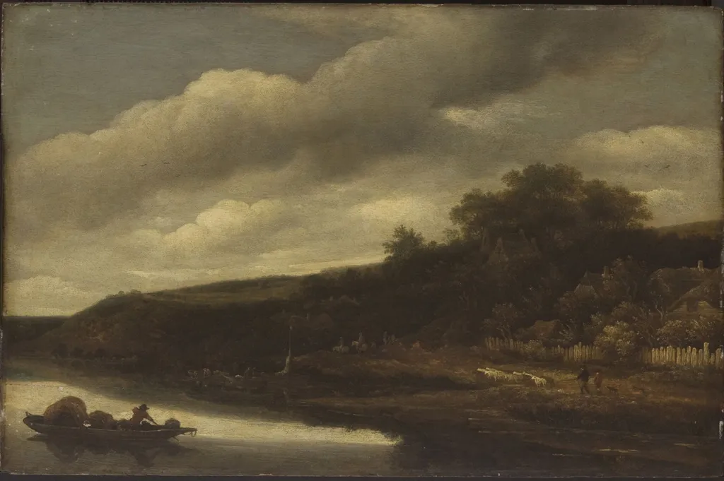 River Scene, by Guillam Dubois, oil, 1652