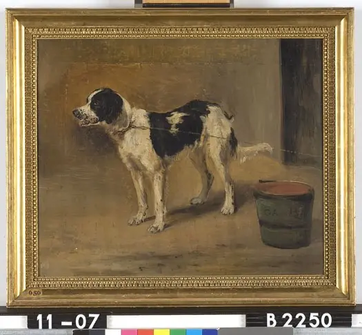 A Dog on a Leash, by Guillaume Anne van der Brugghen