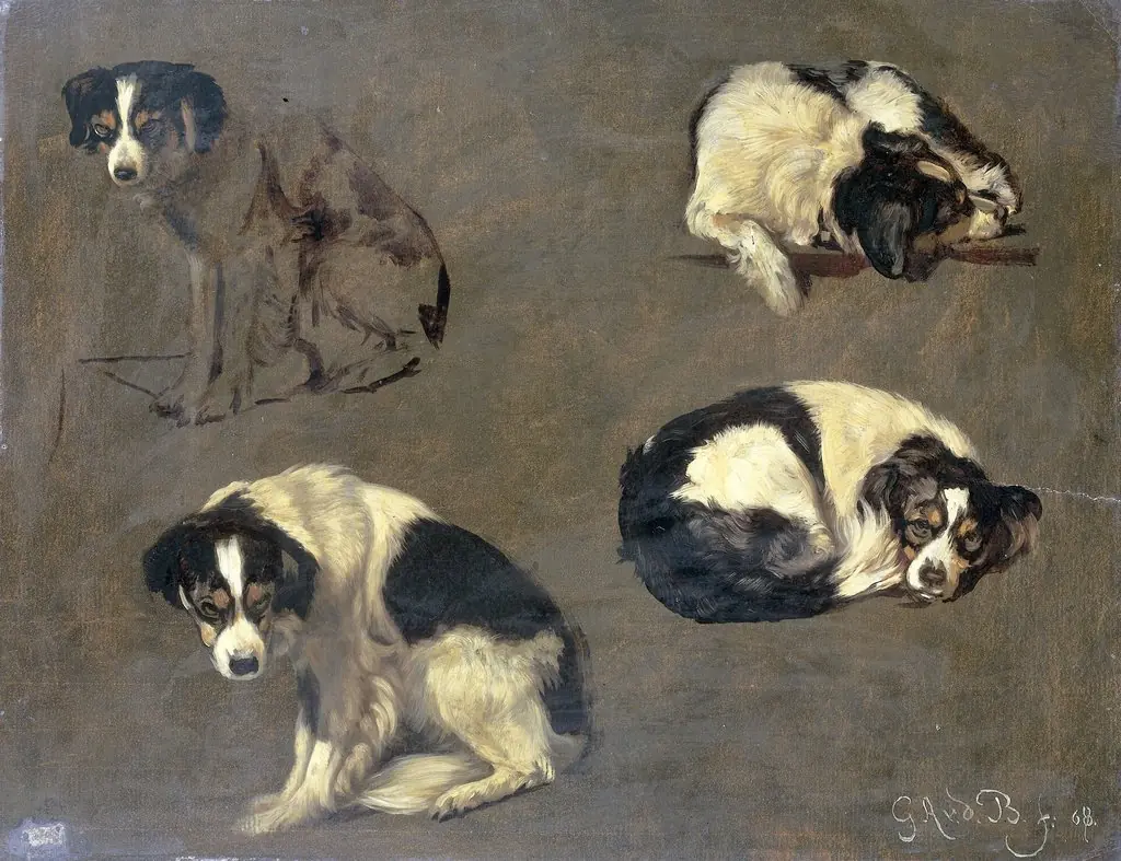 Four Studies of a Dog, by Guillaume Anne van der Brugghen