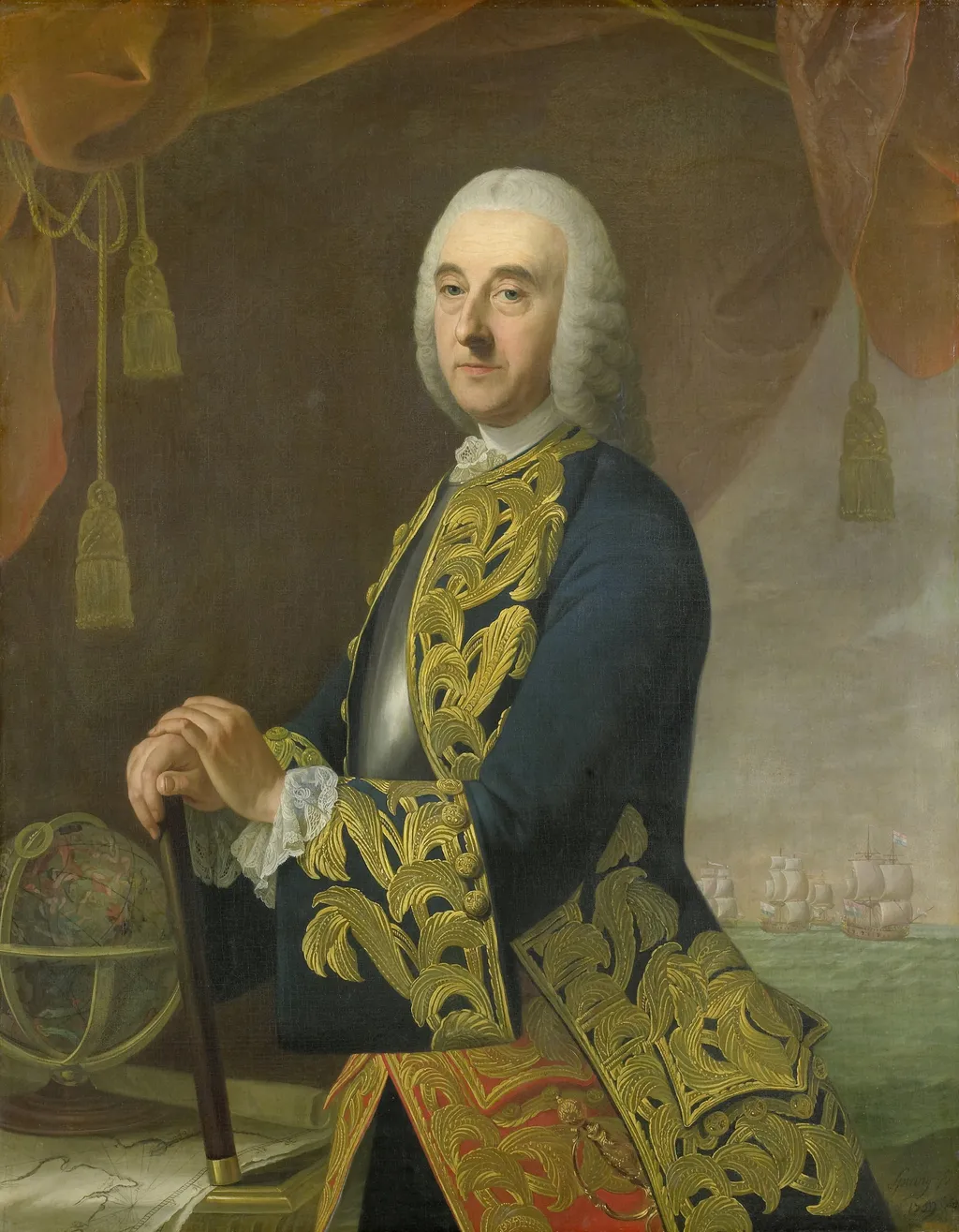 Portrait of Vice-Admiral Hendrik Lijnslager, Son of Harmen Lijnslager and Judith Allijn, by Guillaume de Spinny, oil, 1759