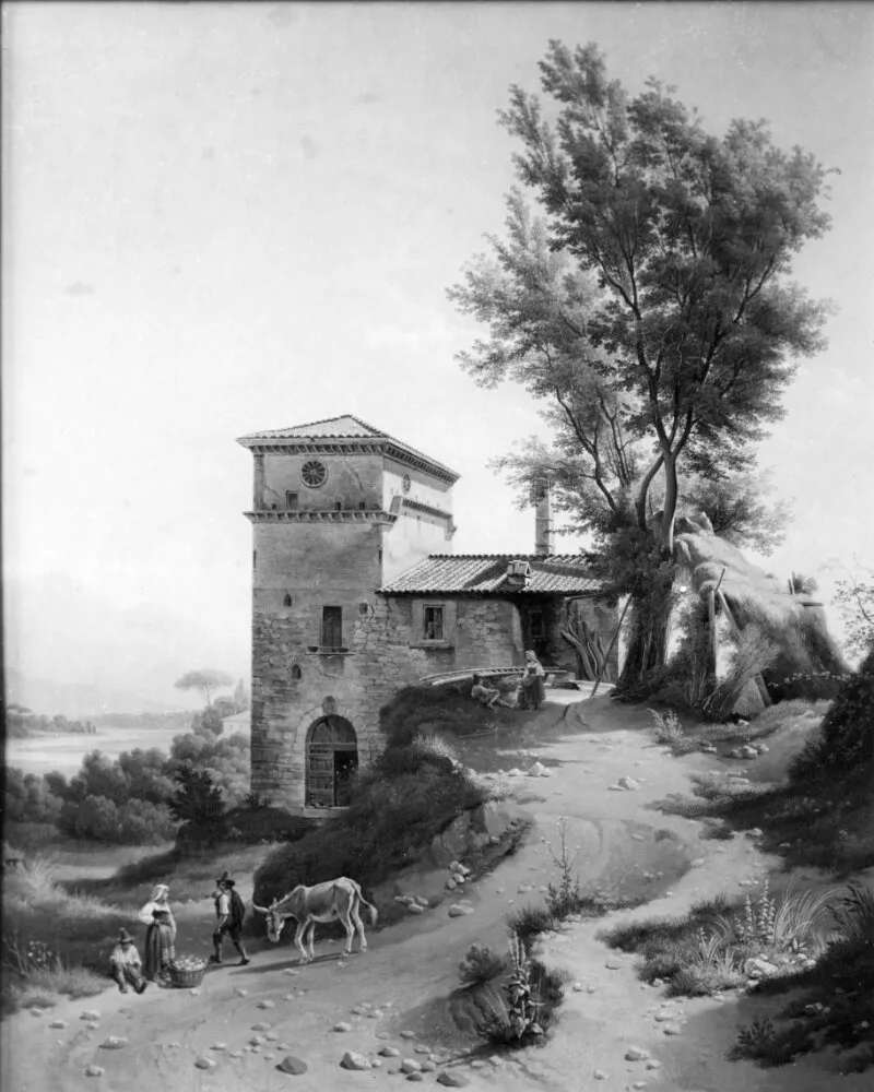 Italian Landscape, Narni, by Gustaf Wilhelm Palm, oil, 1860