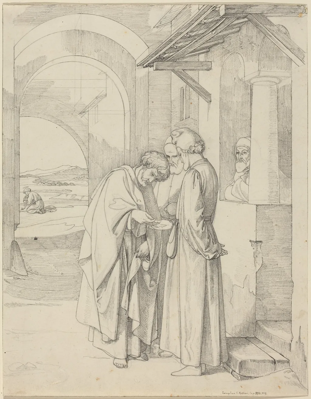 Peter Paying the Temple Tax, by Gustav Heinrich Naeke, ink, 1820
