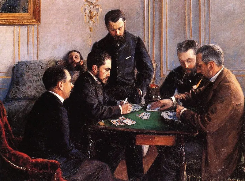 The Bezique Game, by Gustave Caillebotte, oil, 1891