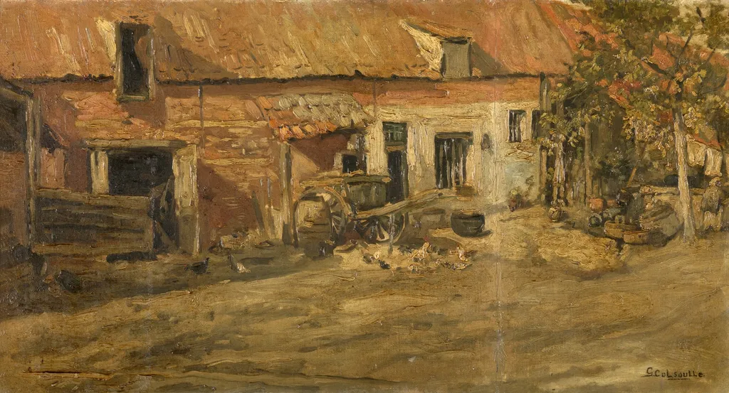 Farm, by Gustave Colsoulle, oil, 1879