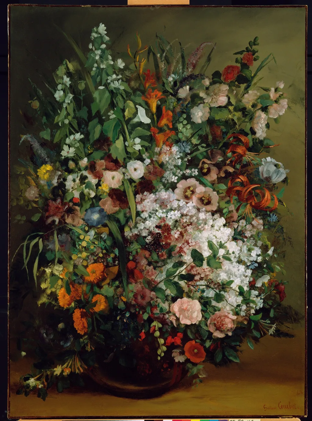 Bouquet of Flowers in a Vase, by Gustave Courbet, oil, 1862