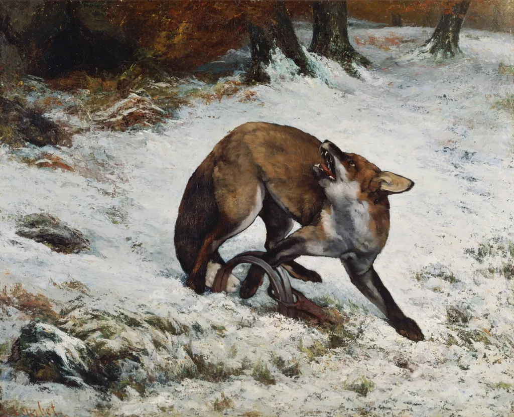 Fox Caught in a Trap, by Gustave Courbet, oil, 1860