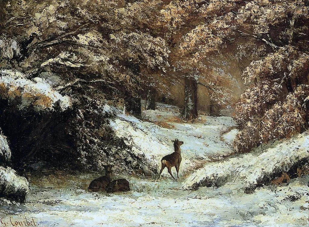 La Remise des chevreuils en hiver, by Gustave Courbet, oil, 1866
