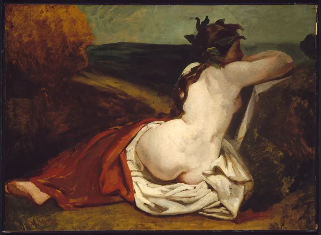 Reclining Nude, by Gustave Courbet, unspecified, 1840