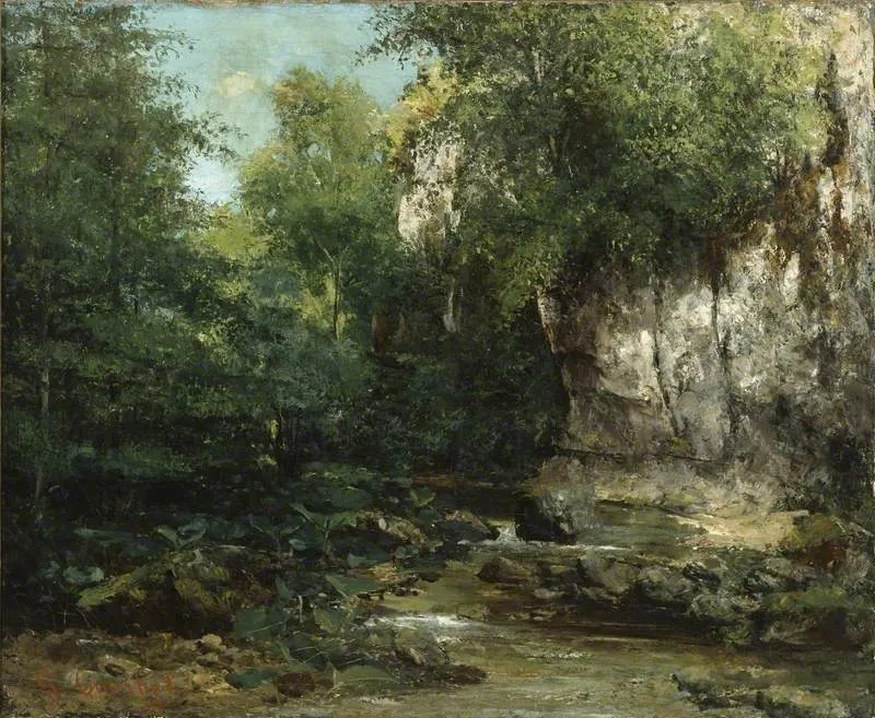 The Banks of a Stream, by Gustave Courbet, oil, 1873