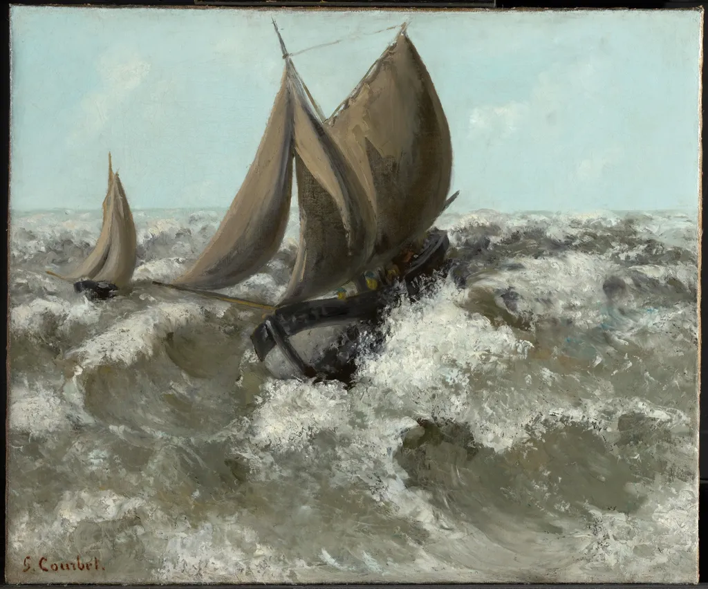 The Sailboat (Seascape), by Gustave Courbet, oil, 1869