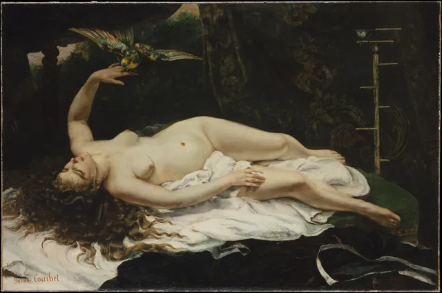 Woman with a Parrot — Gustave Courbet