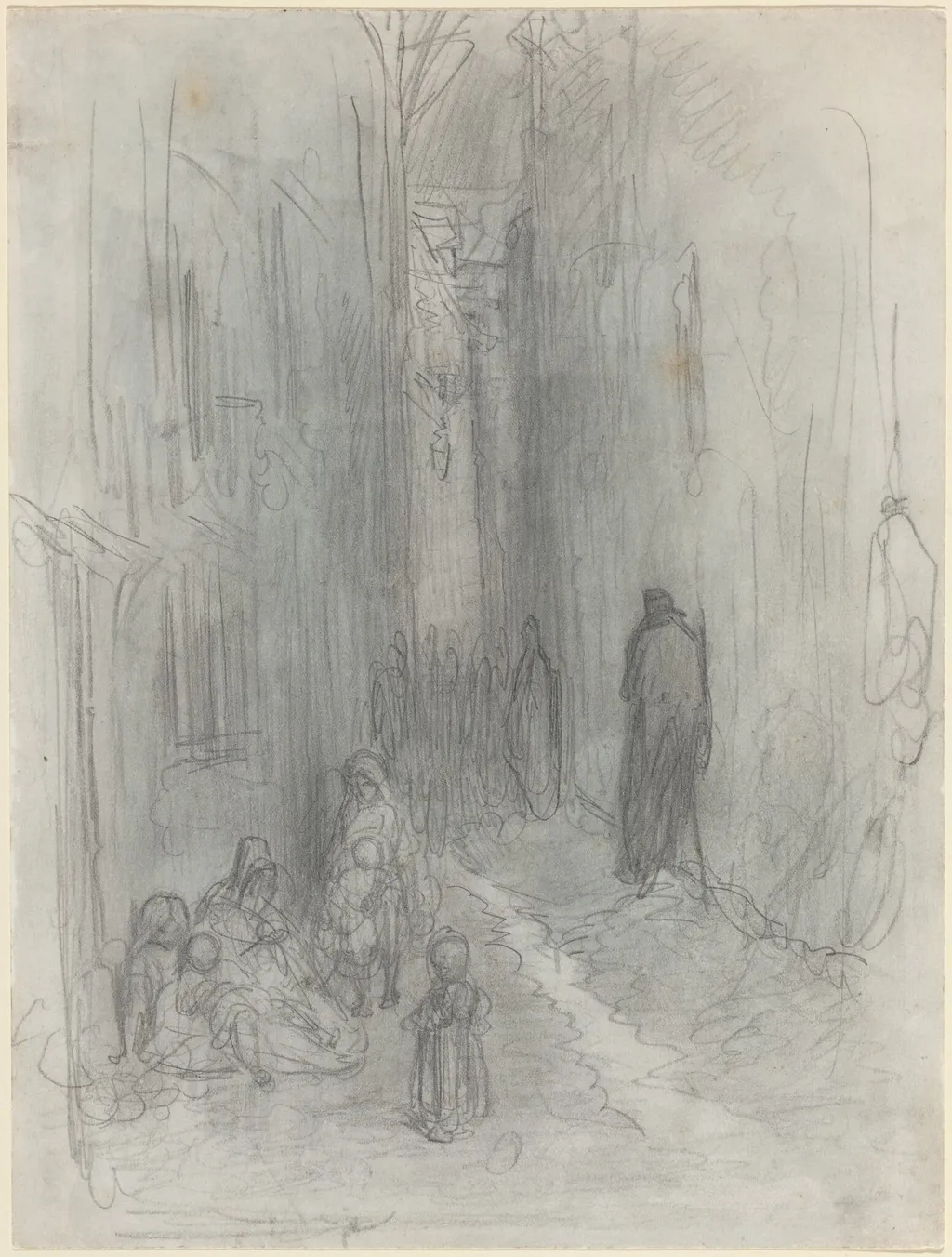 A Backstreet in London, by Gustave Doré, graphite, 1868