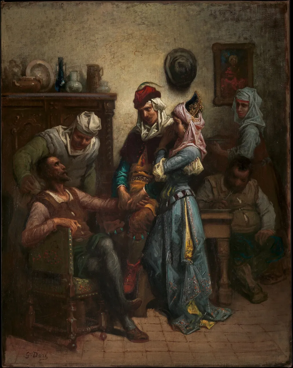 Don Quixote and Sancho Panza Entertained by Basil and Quiteria, by Gustave Doré, oil, 1863