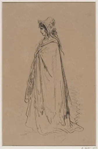 Original sketch of a female figure, by Gustave Doré