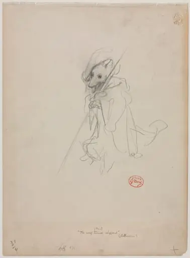 Sketch for "The Wolf Turned Shepherd" (recto), by Gustave Doré