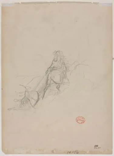 Sketch of Hunting Scene (verso), by Gustave Doré