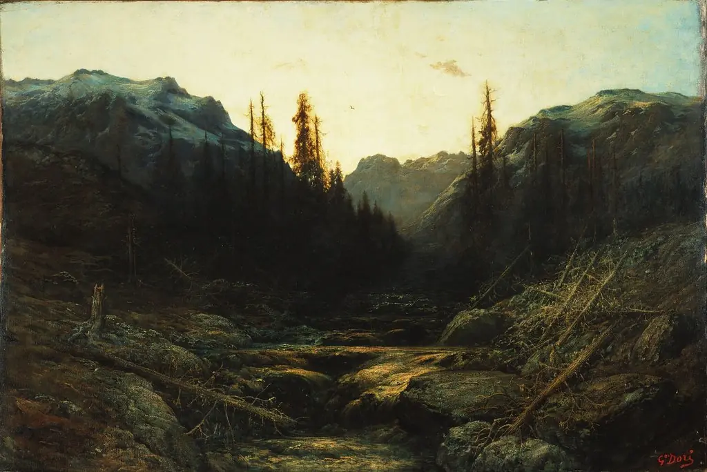 Stream in Mountains at Dusk, by Gustave Doré