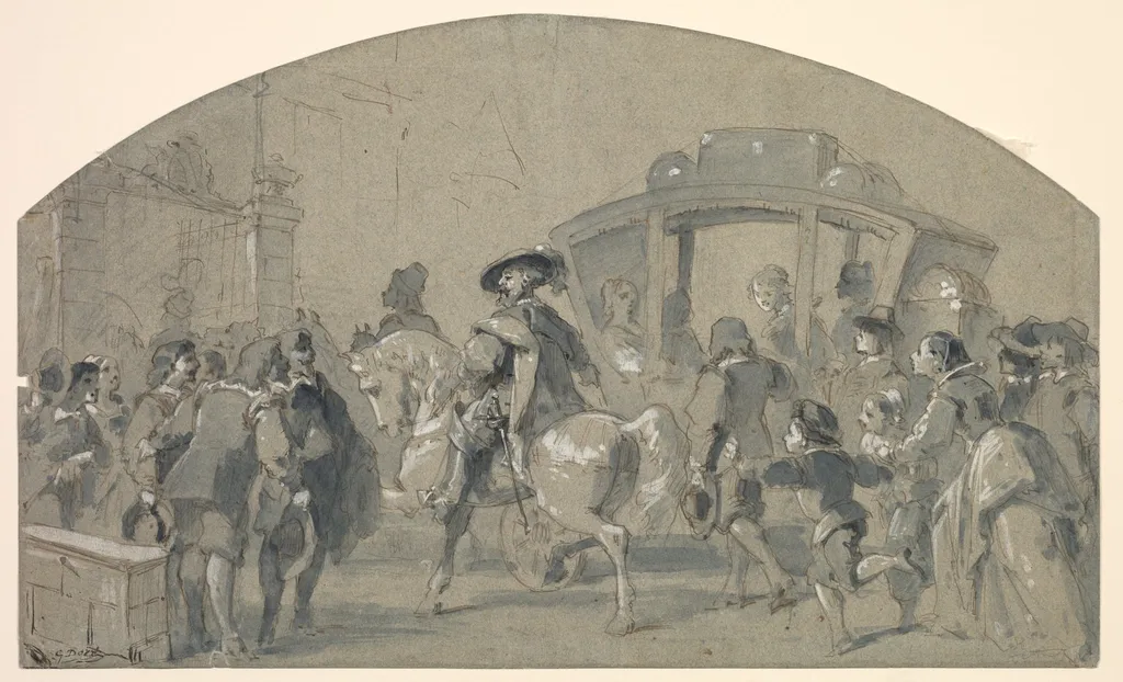 Street Scene (recto), by Gustave Doré, 1848