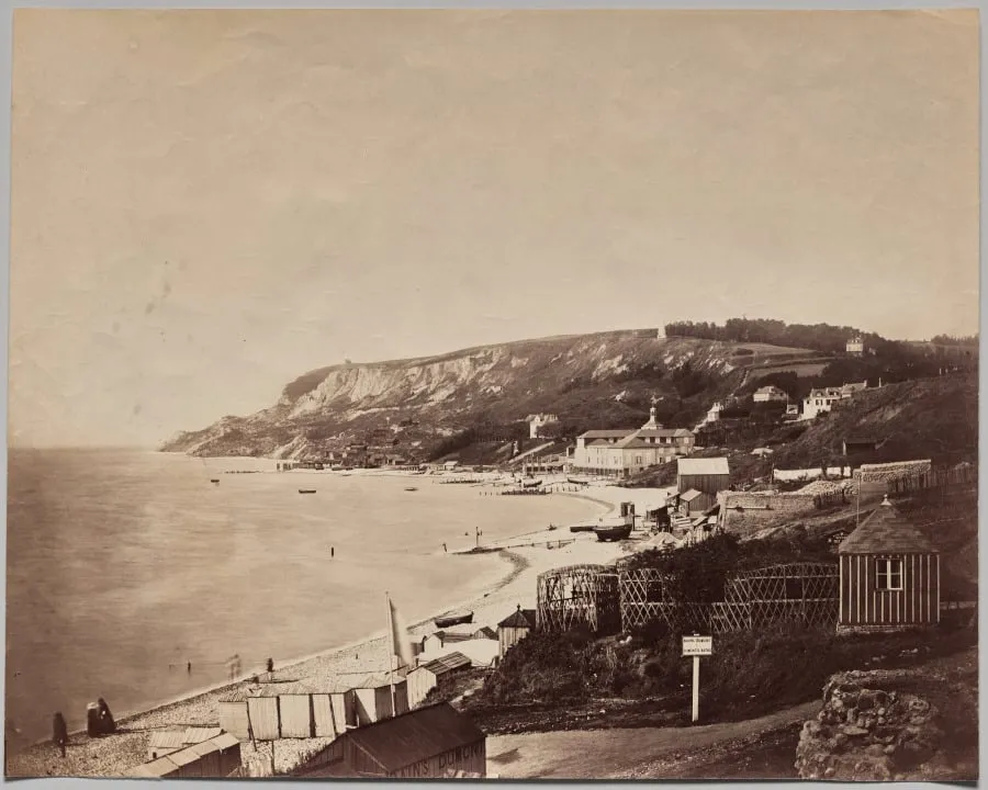 View of Ste-Adrese Beach with the Dumont Baths, by Gustave Le Gray, 1856