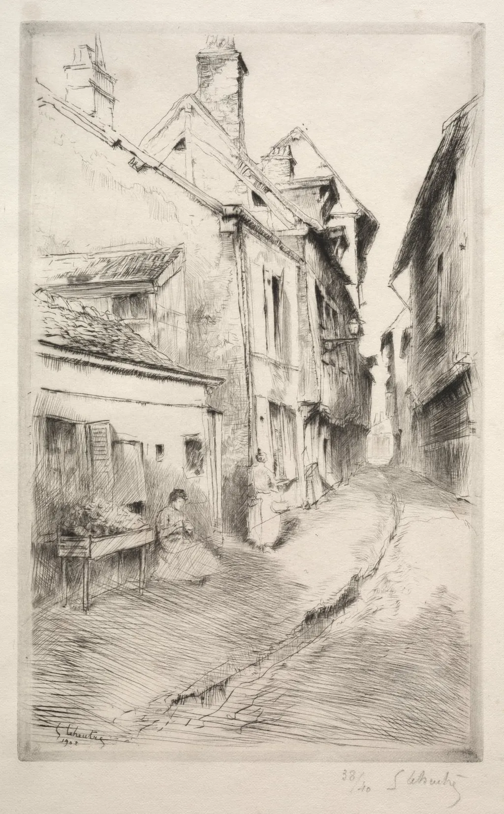 La rue de l'Ecole à Troyes, by Gustave Leheutre, 1902