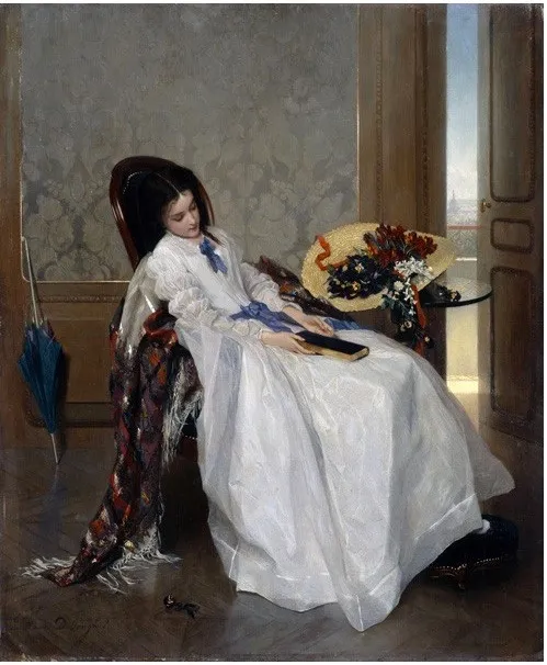 After a Walk, by Gustave Léonard de Jonghe, oil, 1871