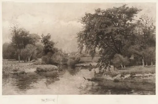 Untitled (Man Fishing on Lake), by Gustave Mercier